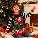 TUONROAD 7-14 Years Boys & Girls Ugly Christmas Sweater 3D Printed Holiday Satan Clause Pullover for Kids Sweatshirts (9-10 Years, A1-red Green White)