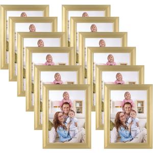 Giftgarden 5x7 Picture Frame Gold Set of 12, Multi Modern 5 x 7 Frames Bulk for Wall or Tabletop Display