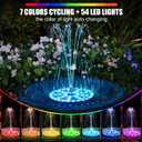 SZMP Remote Control Solar Fountain with Colorful Lights,Solar Water Fountain for Bird Bath Garden Outdoor Decor,Built-in 4000mAh Battery 7 Nozzle 4 Fixer