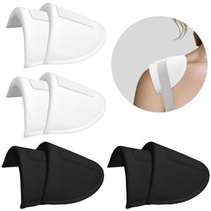 Zaruatu 4 Pairs Reusable Shoulder Pads, Removable Shoulder Pads for Womens Clothing, Washable Breathable Soft Sponge Pads for Men Sloping High Low Shoulders Blazer Suit (Black & White)