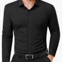 Lion Nardo Slim Fit Dress Shirts for Men Stretch Muscle Fit Long Sleeve Dress Shirts Wrinkle Free Formal Button Down Shirts XL