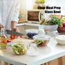 4-Piece Glass Bowls with Lids, Oven Dishwasher Safe Serving Bowls Serving, Clear Glass Serving Bowls for Salad, Pasta, Soup, Cereal-27 oz Capacity