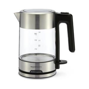 Basics Electric Kettle with Glass Carafe for Tea and Coffee, BPAFree, Fast Boiling, Auto ShutOff, 1 Liter, 1500W, Glass and Steel