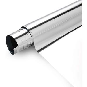 Window Film Privacy One Way Window Reflective Film Sun Blocking, Heat Control and Anti UV Adhesive Mirror Window Tint for Home and Office, 20Inch x10Feet, Silver