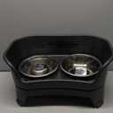 Neater Feeder Express Mess Proof Dog Bowls Elevated for Small Breeds Under 15 Lb, Made in USA, No Spill Raised Dog Food Bowl Stand, Stainless Steel Food and Water Bowl Set, Feeding Station, Black