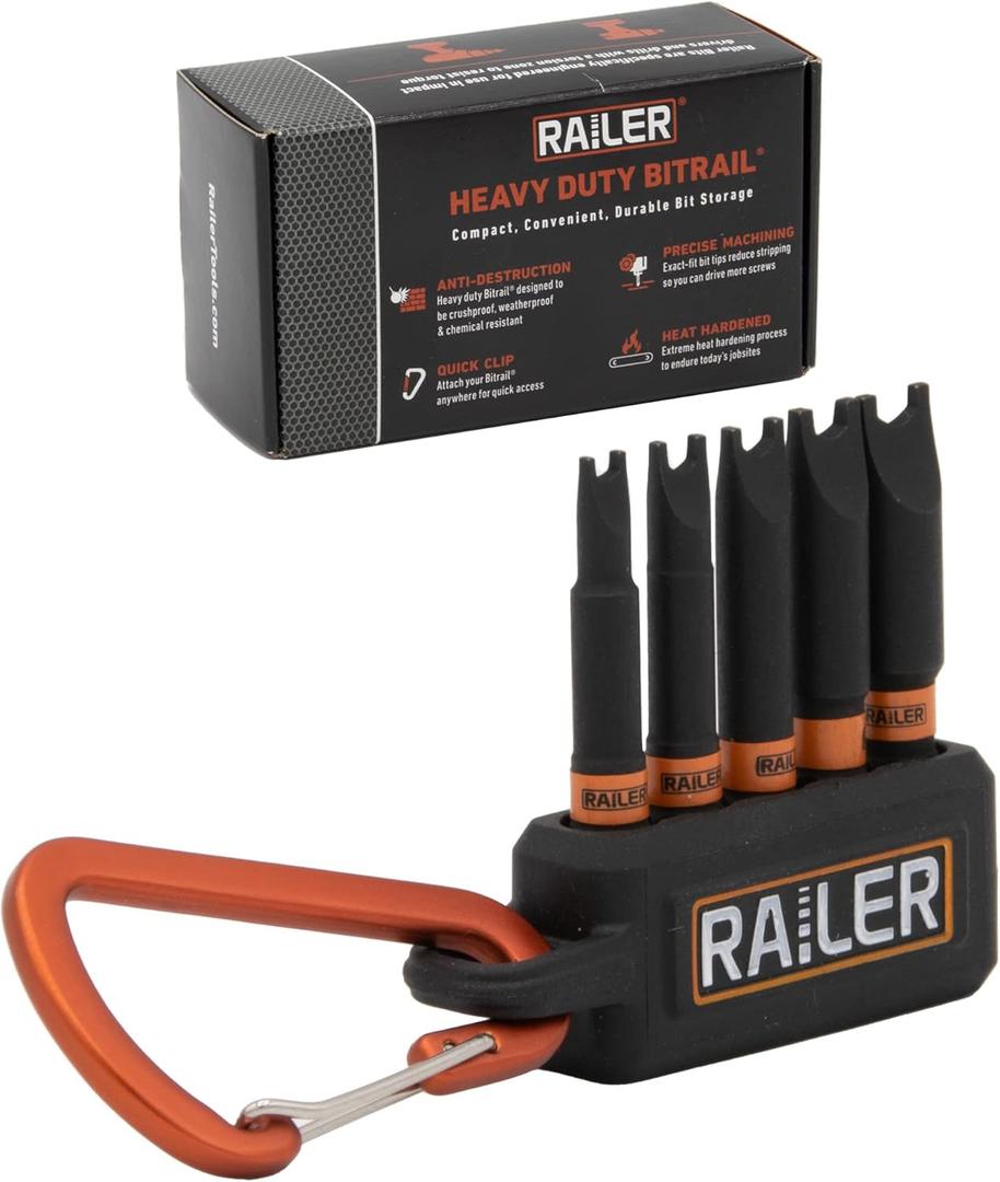 Spanner Screwdriver Bit Set - Railer 5PC S2 Steel 2" Spanner Snake Eyes Impact Driver Bit Set With A Tool Storage Bit Holder & Carabiner