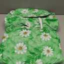 misaya Round Fitted Tablecloth with Elastic Edge, 100% Waterproof Oil Proof Plastic Table Cover, Vinyl Flannel Backed Tablecloth Fits 36"-44" Round Tables for Dinner, Outdoor, Picnic, Green Daisy