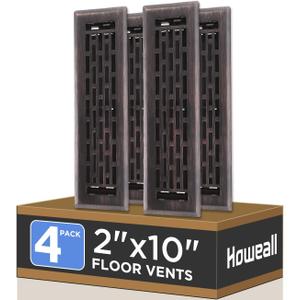 2x10 Inches 4 Pack Heavy Duty Walkable Floor Register - Easy Adjust Air Supply Lever Decorative Floor Vent Covers, Boston Design Vent Covers for Home - Oil Rubbed Bronze