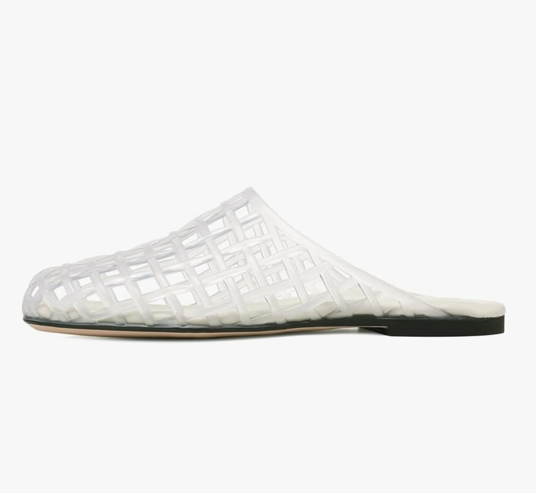 Molozoey Clear Jelly Shoes for Women Slip on Jelly Mesh Slides Comfortable Closed Toe Flats Sandals Summer Beach Slippers 8.5