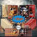 JOYGATHER 24 Pcs Pirate Party Favors Bags with Handles, Pirate Goodie Gift Candy Kraft Paper Bags with 4 Different Types for Birthday Party Supplies Baby Shower Decorations