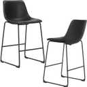 DUMOS 26 Inch Counter Height Bar Stools Set of 2, Modern Faux Leather High Barstools with Back and Metal Leg, Bar Chairs for Kitchen lsland, Black (2 Pcs 26 In)