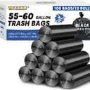 55-60 Gallon Trash Bags Heavy Duty 2.1 Mil - 39''x55'' 100 Count Extra Thick Black Garbage Bags Unscented Strong Huge Can Liners for Construction Industrial Yard Outdoor Commercial