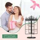 MODOWEY Rotating Jewelry Holder Organizer Stand, 250 Hole and Groove Stud Dangle Earring Display Metal Rack, 10 Hook Necklace Tree for Bracelet Ring Storage, Compact Multi-Use Tower for Women, Black