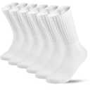 Winterlace 6 Pairs 80% Cotton Crew Socks Men Women, Athletic Casual Moisture Wicking White, Size: Large