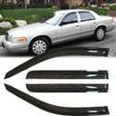 4pcs Outside Mount Style Window Rain Guards Durable Side Wind Deflectors Dark Smoke Nice Looking Vent Window Visors Fit for 2002-2008 Ford Crown Victoria (Long Rears Doors) 94054