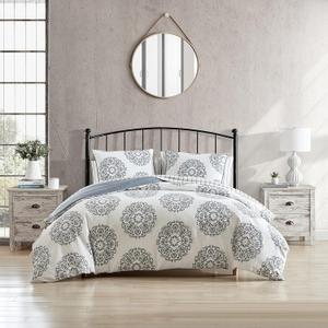 Stone Cottage - King Comforter Set, Reversible Cotton Sateen Bedding with Matching Shams, Ideal Bedding Set (Bristol Grey, King)