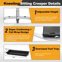 Kneeling Sitting Creeper with 3" Casters, Supports 400 lbs, Black
