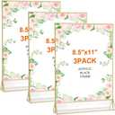 Gold Acrylic Sign Holder 8.5 x 11 Inch, 3 Pcs Double-Sided Picture Frames Sign Stands, Clear Acrylic Table Menu Numbers Display Stand for Wedding Restaurants Home Party