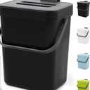 Countertop Compost Bin - 1.3 Gallons Hanging Small Trash Can with Lid for Kitchen Bathroom, Under Sink Kitchen Trash Can, Indoor Counter Compost Bucket with Lid, 5L(Black)