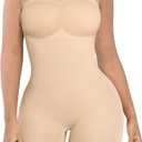 SHAPELLX Women's Shapewear Bodysuits Tummy Control Butt Lifter Body Shaper Strapless Seamless Mid Thigh Jumpsuit Tops (3X-Large-4X-Large, A1-beige-pull on)