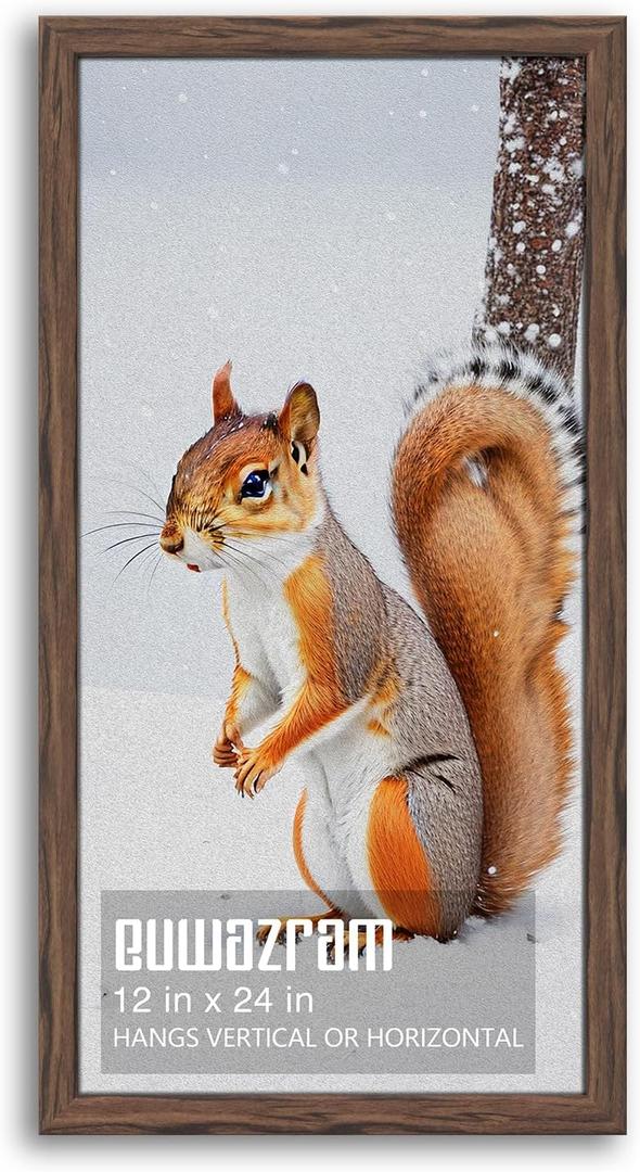 Rustic Walnut 12x24 Frame - Single Frame, 12 x 24 Poster Frame for Artwork, Puzzles, Photos and Movie Posters Picture Frames