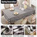 Laolitou Checkered Tablecloth Rectangle Washable Buffalo Plaid Halloween Table Cloth with Tassel Cotton Linen Gingham Table Cover for Picnic Kitchen Dining Room, Black and White, 102 Inch, 102" x 55"