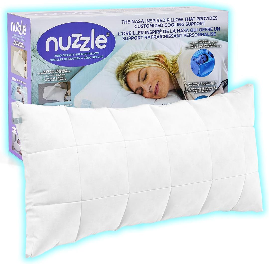 Nuzzle Adjustable Pillow for Side Sleepers, Luxury King Size Bed Pillow Hotel Collection - Best Adjust Height Soft Firm Pillow for Back, Stomach or Side Sleepers (White)
