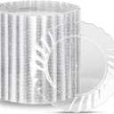 BESTVIP 100 Pieces Silver Glitter Plastic Plates, 6 Inch Disposable Premium Sturdy Silver Dessert Plates, Premium Elegant Fancy Disposable dinnerware for Weddings, Parties and Birthdays