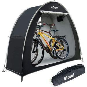 iCool Outdoor Bike Covers Storage Shed Tent, 210D Oxford Thick Waterproof Fabric Aluminum Alloy Bracket Bicycle Storage shed Neat Cover - Storage of 2 Bicycles or tricycles-Black