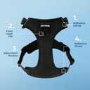 Voyager Dog Harness Dual Leash Attachment No-Pull Control Adjustable Soft but Strong Pet Harness for Dogs with 3M Reflective Technology, Black Nylon, S (Chest: 16-20")