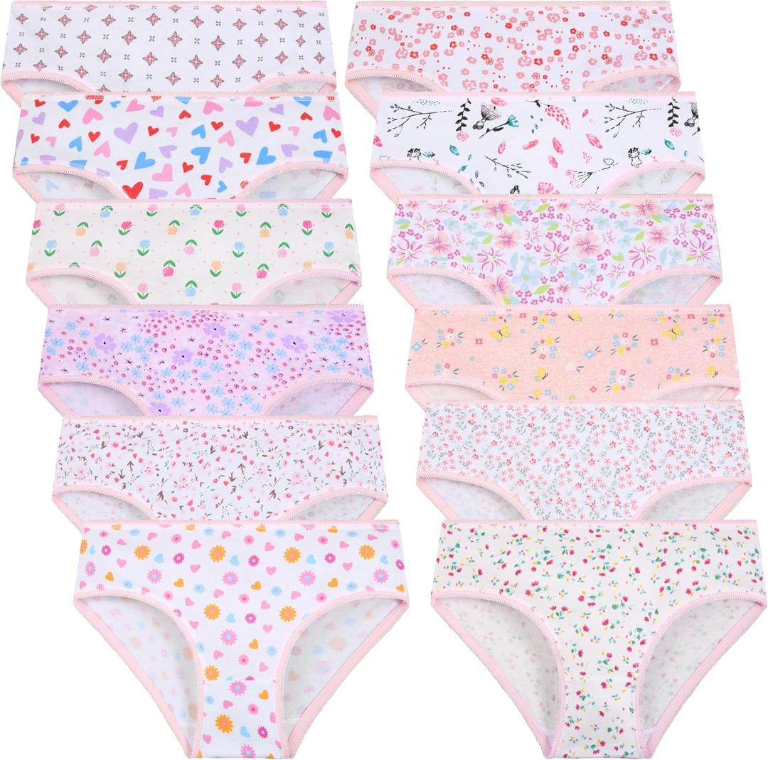 Girls Underwear 12 Pack Soft Kids Briefs Cotton Comfortable Panites, Size: 6