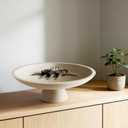 Large Modern Decorative Bowl for Home Decor Fruit Organic Catch All Key Kitchen Entryway Shelf Coffee Table With Pedestal,Artificial Stone Beige