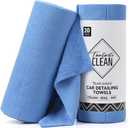 Fantasticlean Microfiber Towels for Cars, Tear Away Car Detailing Cloth Roll, RV Boat Drying Polishing, Edgeless Plush, Coral Fleece, Ultra Absorbent, Scratch-Free, 14" x 14", 20 Pack (Blue)