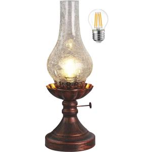Vintage Table lamp Antique Rustic Farmhouse Desk Lamps Western Victorian Crackled Glass Design Bedside Lamps Living Room Bedroom StudioTransparent