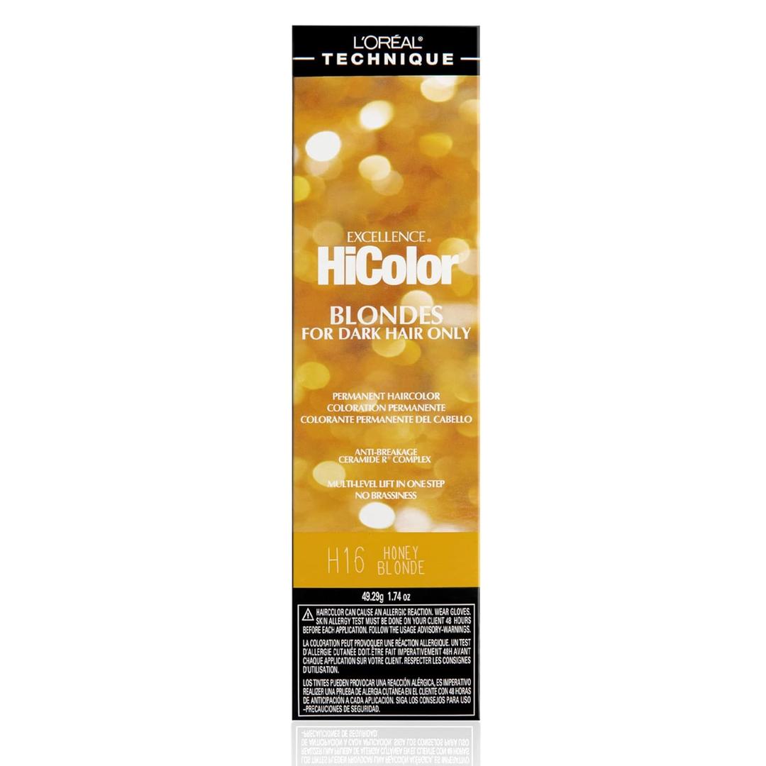 L'Oral Technique HiColor Browns & Blondes Permanent Hair Color - Lifts Dark Hair in One Step Leaving No Brassiness, Rich and Smooth Creme Formula, Intense & Long-Lasting