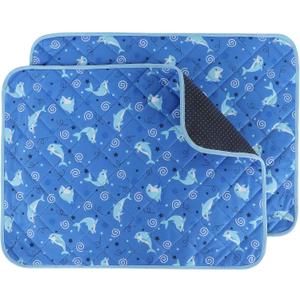 IEUUMLER Washable Pee Pads for Dogs, 2 Pack Non-Slip & Waterproof Pack Whelping Pad, Reusable Washable Puppy Potty Training Pad with Fast Absorbent for Playpen EU007 (Dolphin, 30"X20"-2pcs)
