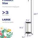 2-Tier Metal Plant Stand with Hanging Hook, Indoor Outdoor Plant Shelf, Heavy Duty Plant holder Rustproof Iron Multiple Plant Round Supports Rack for Planter Corner Garden Balcony Patio (Black)