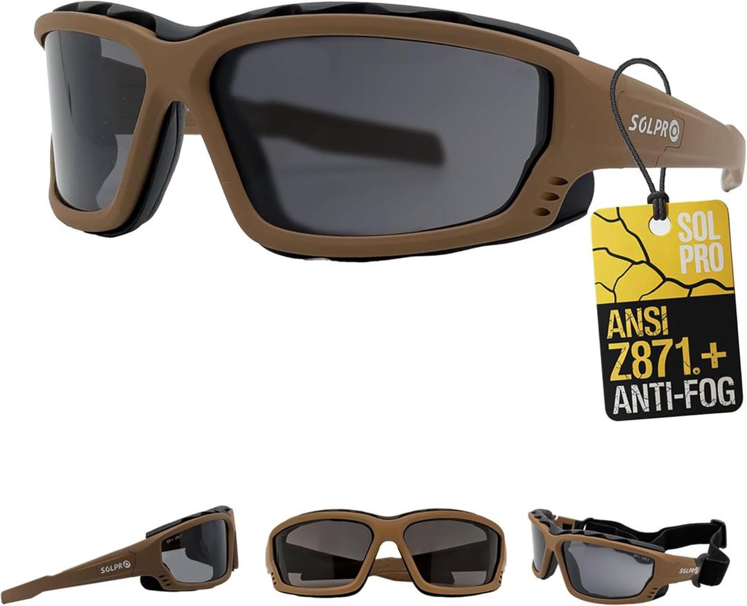 Anti-Fog Safety Motorcycle Riding Sunglasses Foam padded Goggle, Dustproof, Windproof, Hunting, Hiking, Golfing (Brown)