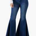 Bell Bottom Jeans for Women High Waisted Stretch Ripped Skinny Hole Classic Raw Hem Denim Flare Pants Medium