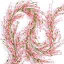 Canlierr 2 Pack 71 Inch Artificial Forsythia Branches Faux Flower Vine Garland Forsythia Flower Hanging Wreath Floral DIY Decoration for Front Door Home Indoor Spring Wedding Easter Decor (Pink)