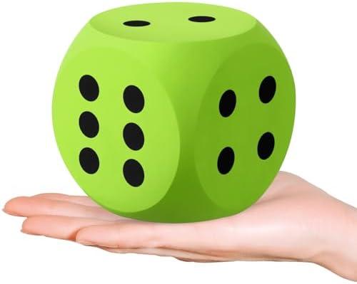Shappy 3 Inches Foam Dice Fun Filled Large Educational Toy Kawaii Giant Decorative Eva Foam Jumbo Dice Big Square Building Blocks for Board Game Nights Learning Sessions(Green,1 Pc)