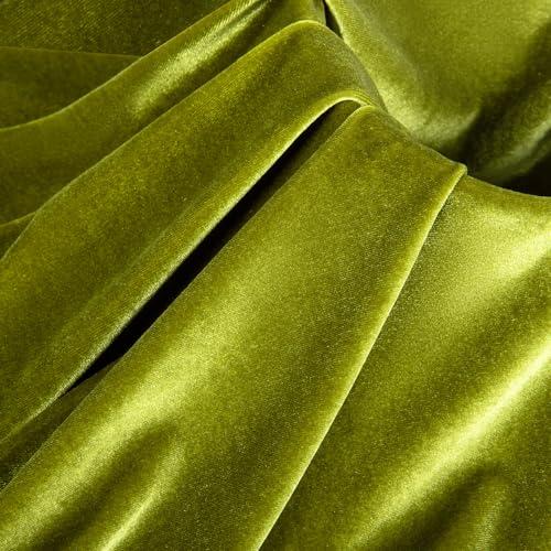Stretch Velvet Fabric by The Yard, Soft Luxury 240GSM - 63" Wide, 95% Polyester 5% Spandex - 4‑Way Stretch Medium Weight for Sewing Apparel, Costume, Upholstery & DIY Crafts (Olive Green, 5 Yards)