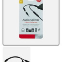 GE 2-Way 3.5mm Headphone Splitter, Black 2 Pack