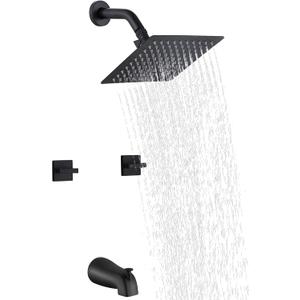 2 Handle Shower Faucet Set with Tub Spout Two Handles Tub Shower Faucet Set Bathtub Shower Faucet Combo Matte Black