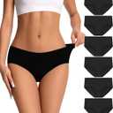 dmuveo Womens Underwear Cotton Soft Hipster Full Coverage Ladies Stretch Panties Black-6pack-02, XX-Large