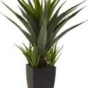 Nearly Natural Agave with Black Planter