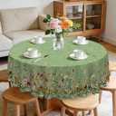 Eikione 60In Round Tablecloths Stain Resistant Tablecloth Wrinkle Free Circle Table Clothes, Washable Reusable Polyester Flower Table Covers