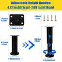 6 PCS Adjustable Furniture Couch Cabinet Legs 4.72-7.48 Inch, Heavy Duty Adjustable Height Replacement Legs for Dresser/Sofa/Bed/Chair, Legs for Furniture Set of 6 (Black)