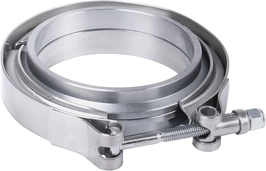 JDMSPEED New 3" V-Band Flange & Clamp Kit Stainless Steel Replacement For Turbo Exhaust Downpipes (1)