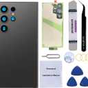 Rear Back Glass Replacement for Samsung Galaxy S24 Ultra 6.8-inches with Reparing Toolkit(Titanium Black)